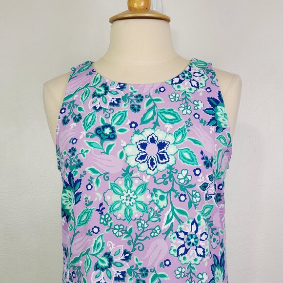 Talbots Petite Stretchy Sleeveless Floral Pullover Coastal Summer Dress Size LP - Picture 7 of 11